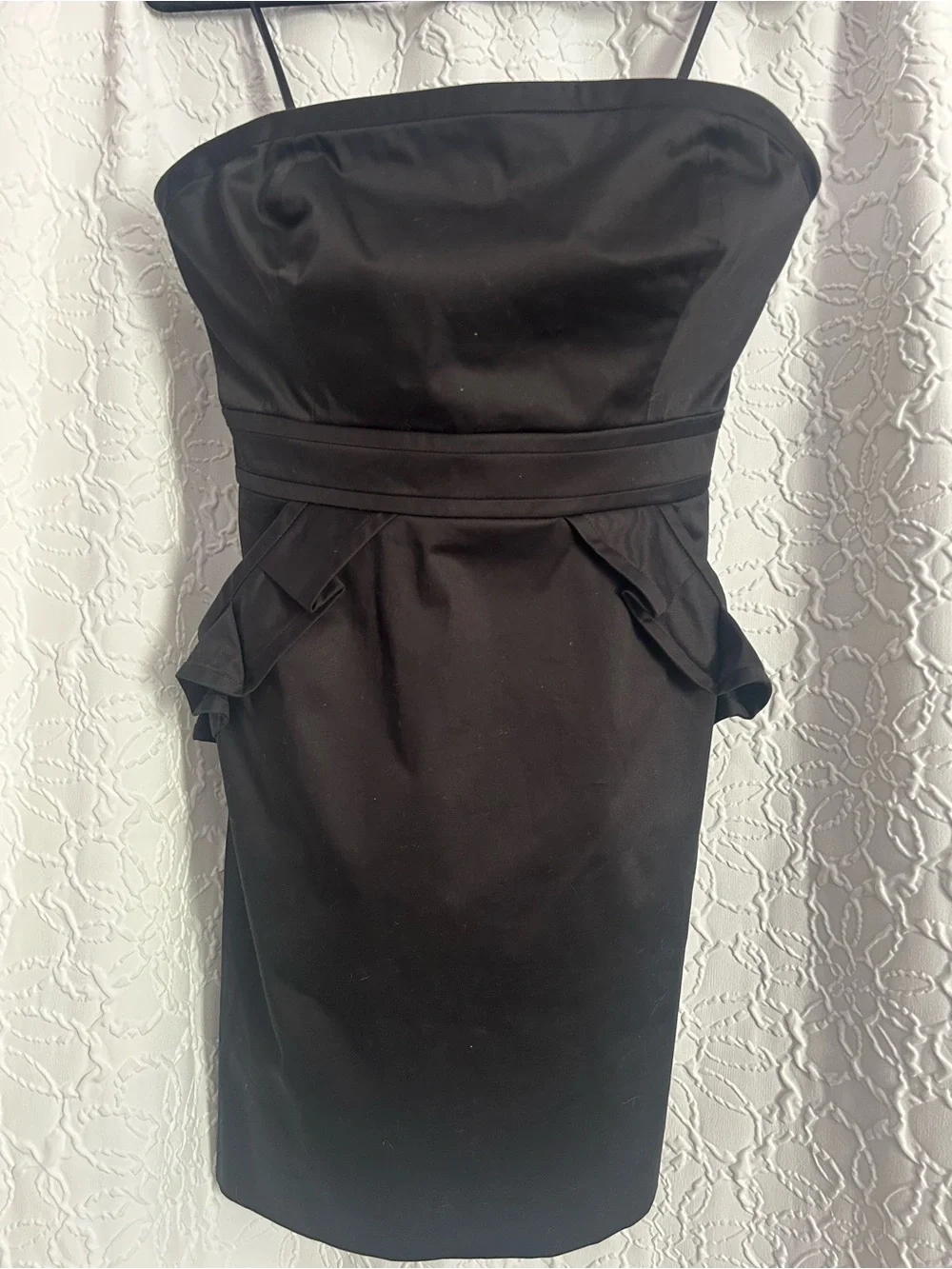 J Crew Strapless little Black Dress with Peplum pocket Detail size 6